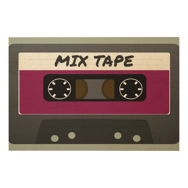 Purple Mix Tape - 80s And 90s Retro Inspired Gift Wood Wall Art (Front)