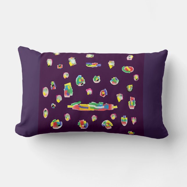 purple mixed colors patterned quality designed lumbar pillow (Front)