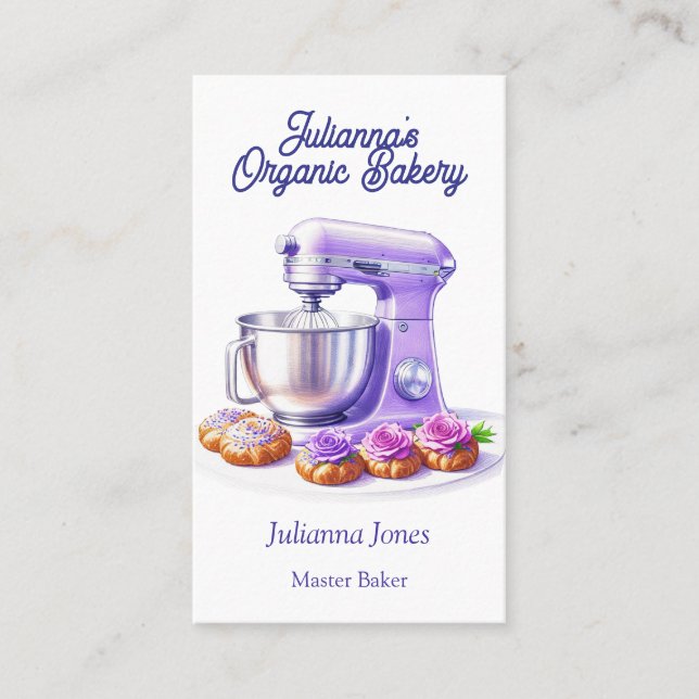 Purple Mixer Bread Bakery Pastry Chef  Business Card (Front)