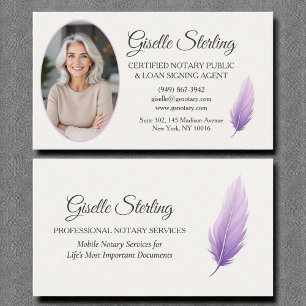 Purple Mobile Notary Public Lilac Photo Business Card