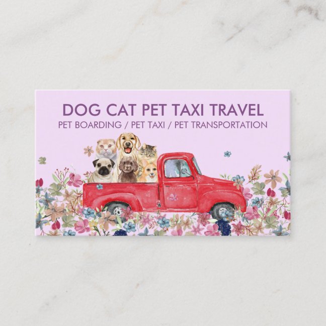 Purple Mobile Veterinary Care Watercolor Dog Business Card