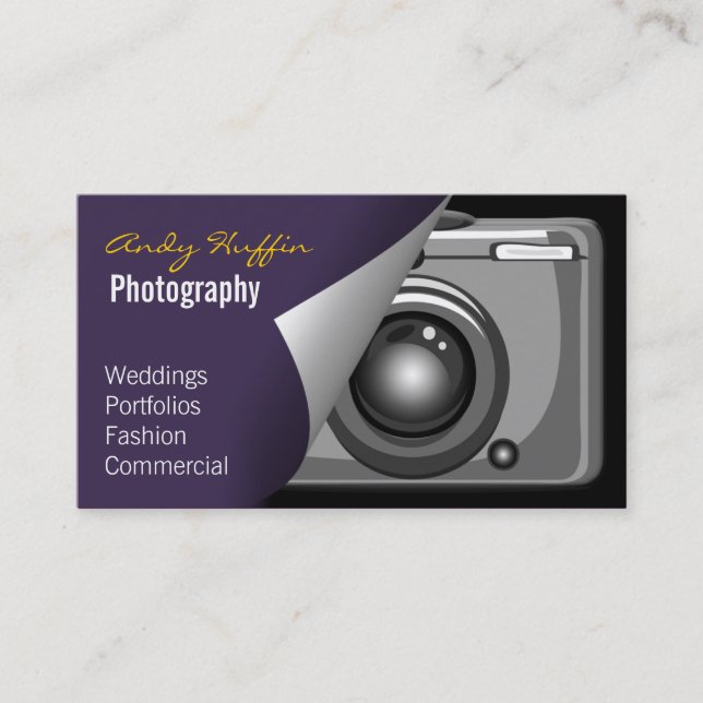 purple Mod Photoraphy, camera Business Card (Front)