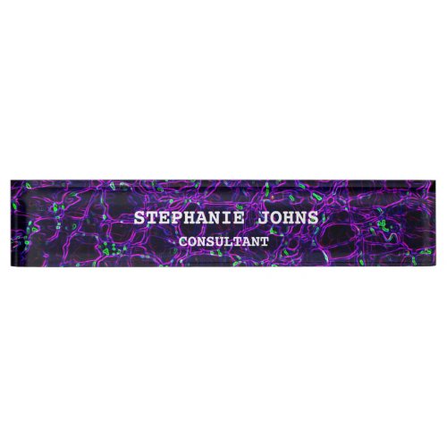Purple Modern Abstract Monogram Name Custom Gift Desk Name Plate