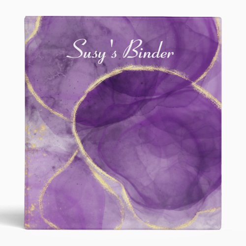Purple Modern Alcohol Ink Art with Gold Binder