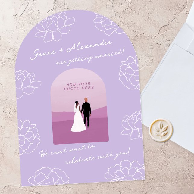 Purple Modern Arch Botanical Wedding Invitation (Creator Uploaded)