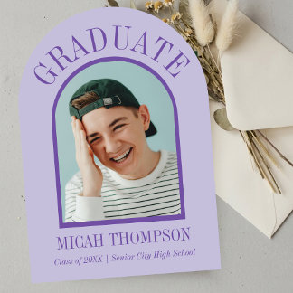 Purple Modern Arch Grad Photo Announcement 