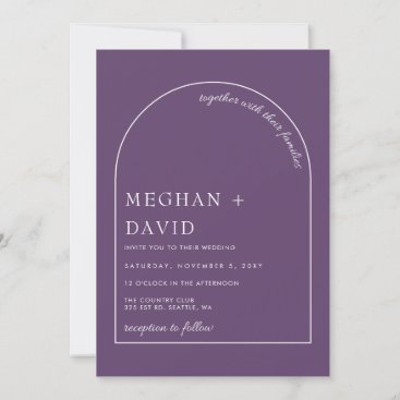 Purple Modern Arch Wedding  Invitation