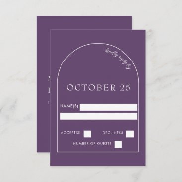 Purple Modern Arch Wedding RSVP Card