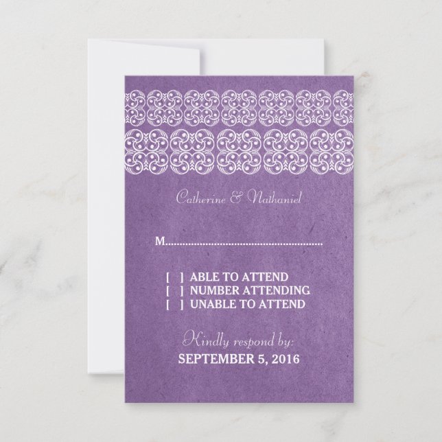 Purple Modern Bohemian RSVP Card (Front)
