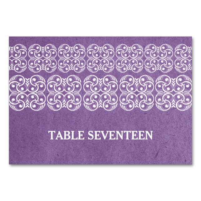 Purple Modern Bohemian Table Card (Front)