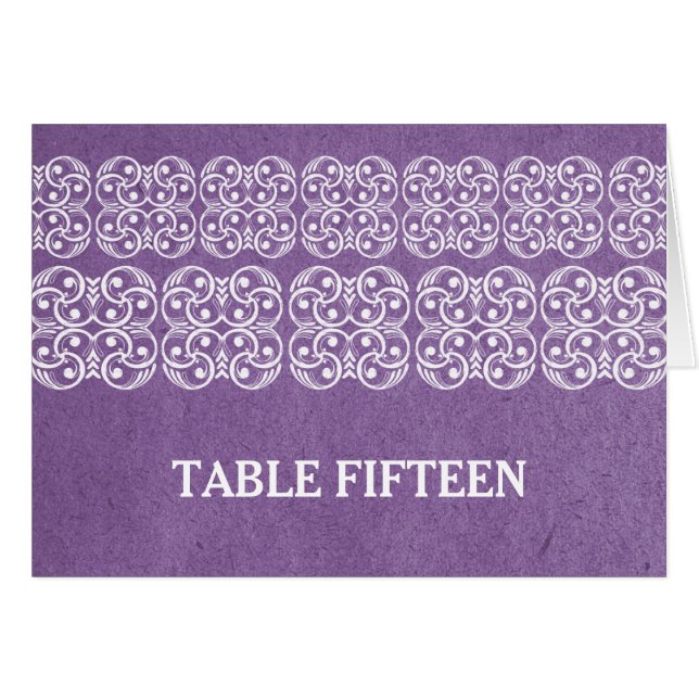 Purple Modern Bohemian Table Number Card (Front Horizontal)