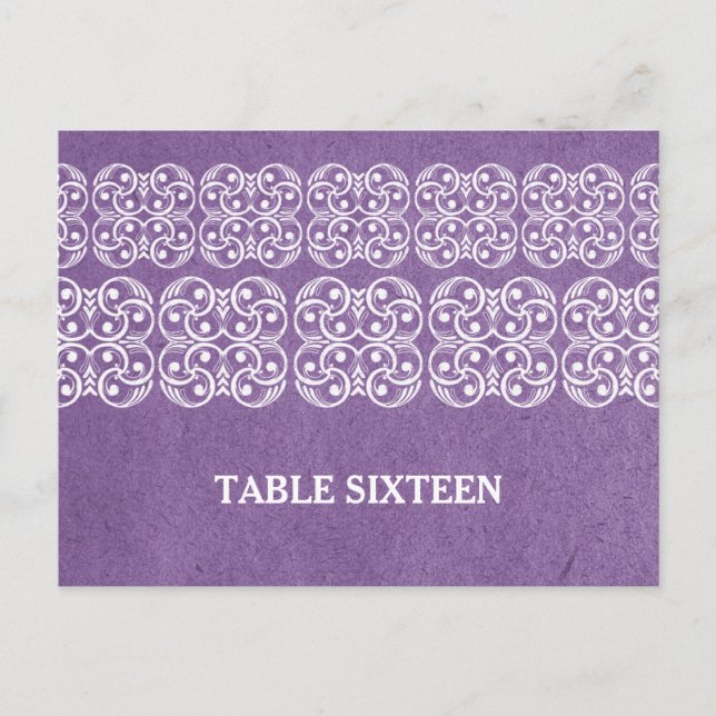 Purple Modern Bohemian Table Number Postcard (Front)