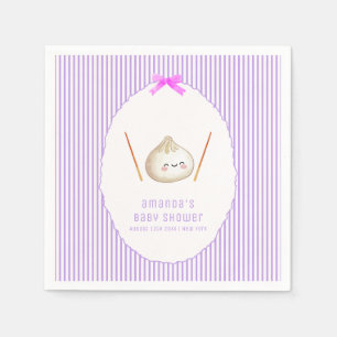 Purple Modern Bow Asian Dumpling Baby Shower Napkins