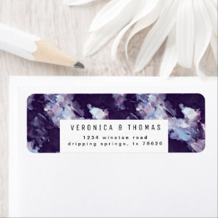 Purple Modern Brush Stroke Return Address Label