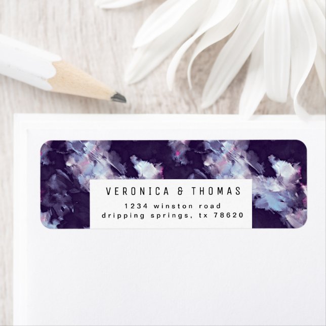 Purple Modern Brush Stroke Return Address Label (Insitu)