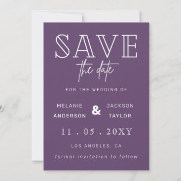 Purple Modern Calligraphy Photo Save The Date