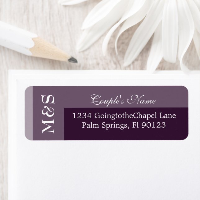 Purple Modern Chic Wedding Label (Insitu)