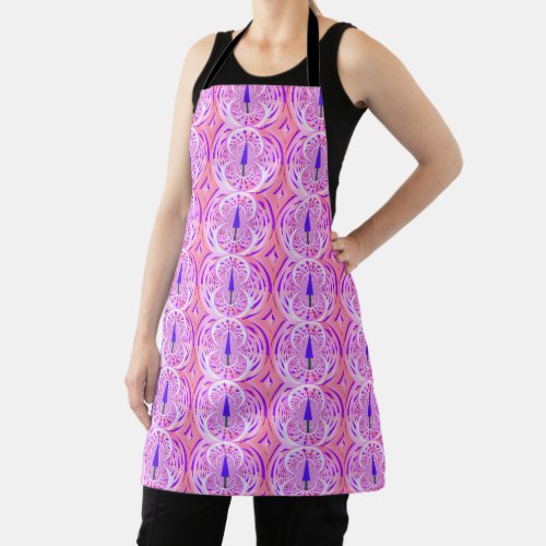 Purple Modern Christmas Tree Design Apron