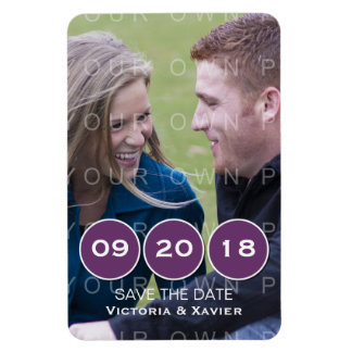 Purple Modern Circles Photo Save the Date Magnet