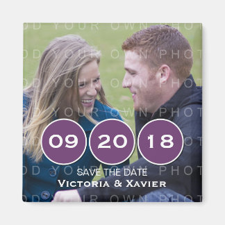 Purple Modern Circles Photo Save the Date Magnet