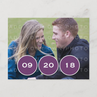 Purple Modern Circles Photo Save the Date Postcard