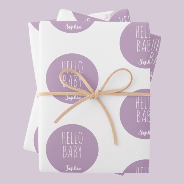 Purple Modern Classic New Baby  Wrapping Paper Sheets (Creator Uploaded)