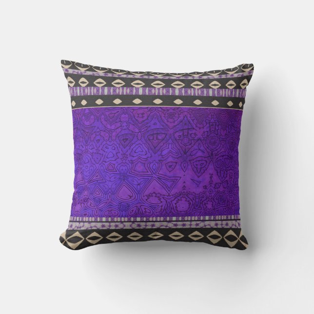 Purple modern colorful pattern boho throw pillow (Front)