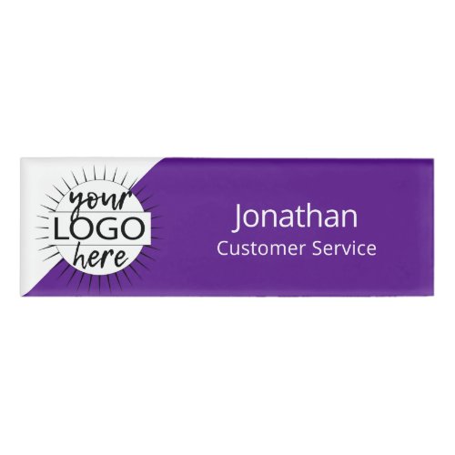 Purple Modern Custom Logo Magnet Employee Staff Name Tag