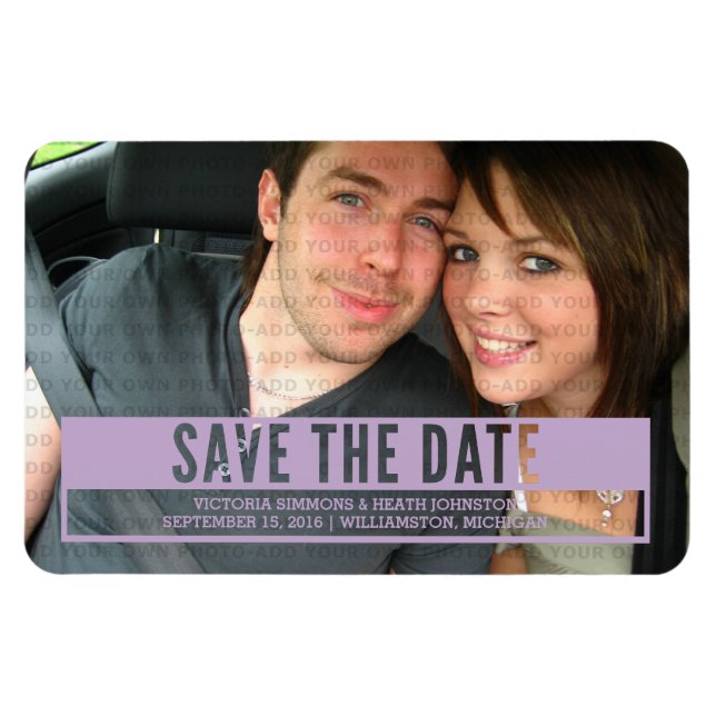 Purple Modern Cut Out Save the Date Magnet (Horizontal)