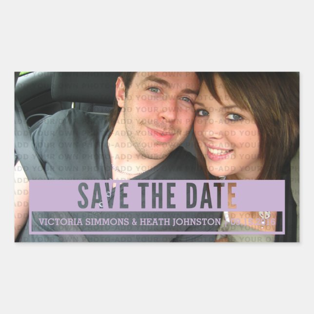 Purple Modern Cut Out Save the Date Stickers (Front)