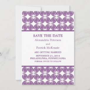 Purple Modern Deco Save the Date Invite