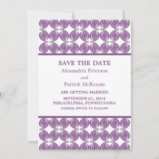 Purple Modern Deco Save the Date Invite