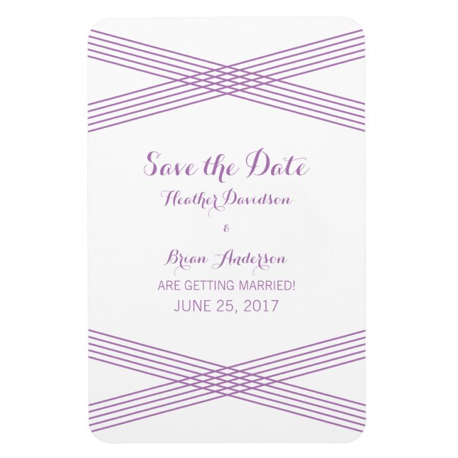 Purple Modern Deco Save the Date Magnet (Vertical)