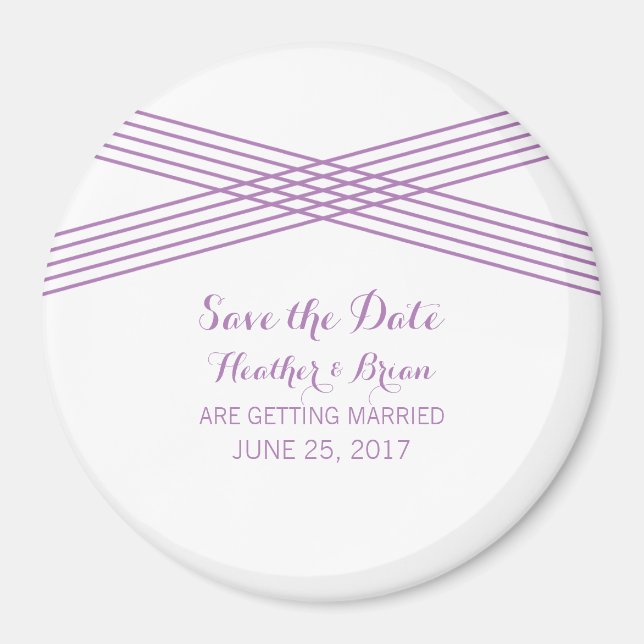 Purple Modern Deco Save the Date Magnet (Front)
