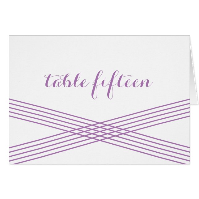 Purple Modern Deco Table Number Card (Front Horizontal)