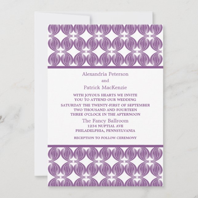 Purple Modern Deco Wedding Invite (Front)