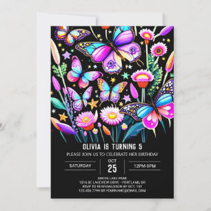 Purple Modern Editable Butterfly Birthday Invitation