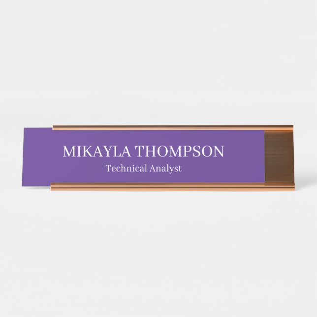 Purple Modern Elegance Desk Name Plate (Front)