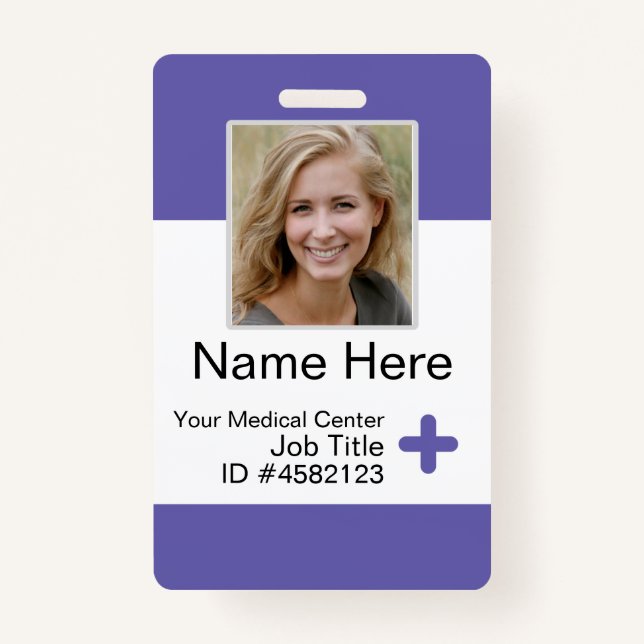 Purple Modern Employee Badge Template Nurse ID  (Front)