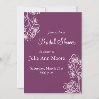 Purple Modern Floral  Bridal Shower Invitation by Lasting__Impressions at Zazzle
