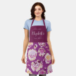 Purple Modern Floral Pattern Personalized Cooking Apron at Zazzle