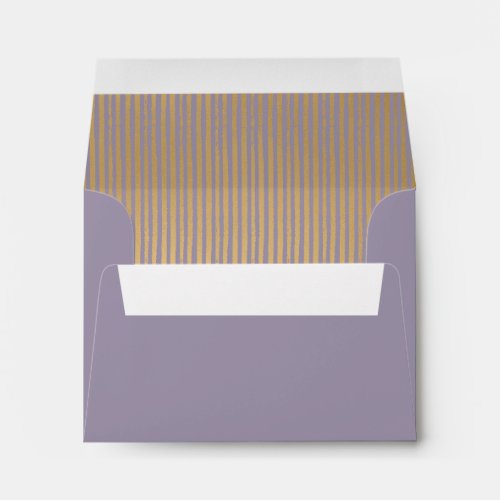 Purple Modern Gold Striped RSVP Envelope