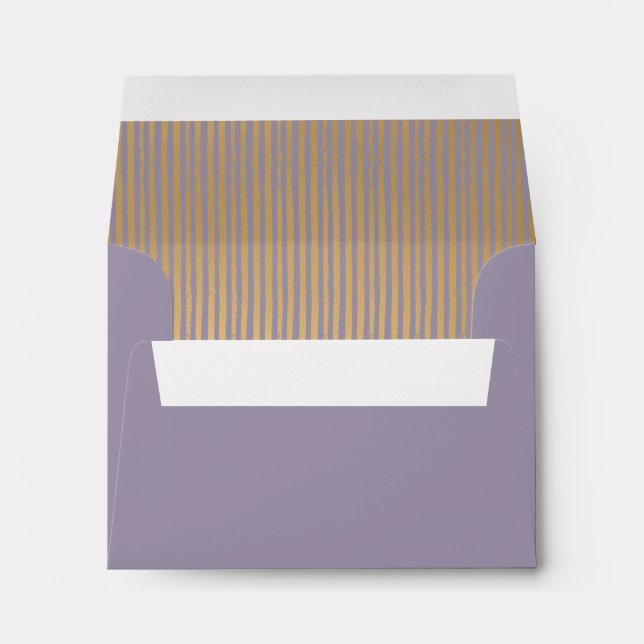 Purple Modern Gold Striped RSVP Envelope (Back (Bottom))