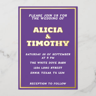 Purple Modern Gold Typography Violet Elegant Foil Invitation