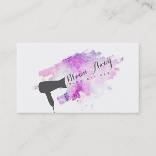 purple modern hairstylist grunge chic blow dry bar business card