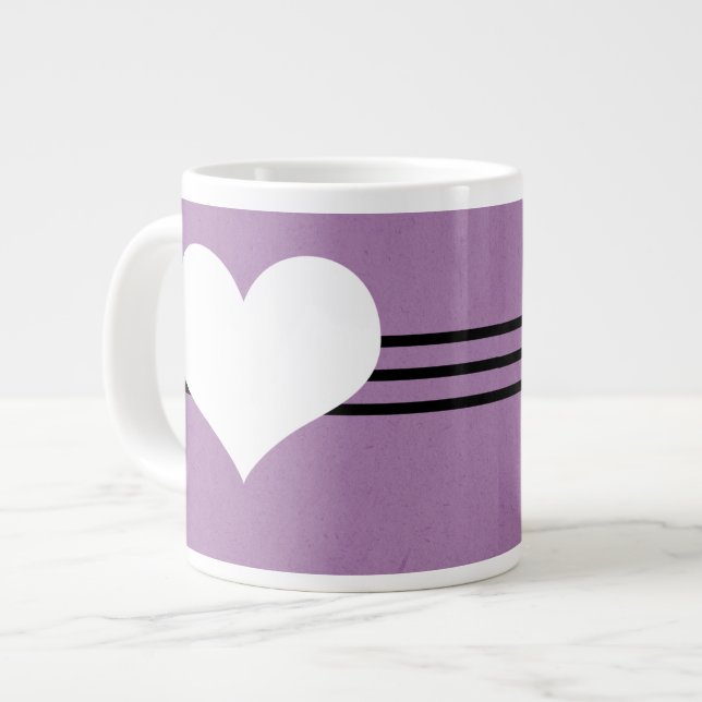 Purple Modern Heart Jumbo Mug (Front Left)