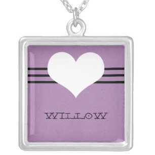 Purple Modern Heart Necklace