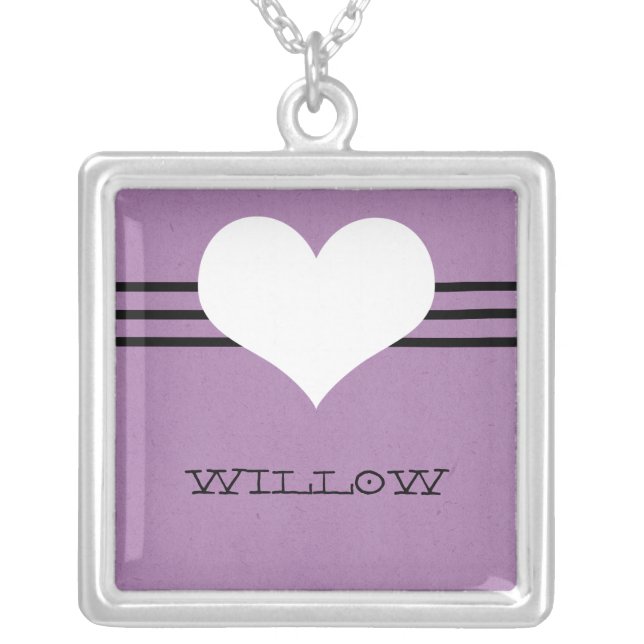 Purple Modern Heart Necklace (Front)