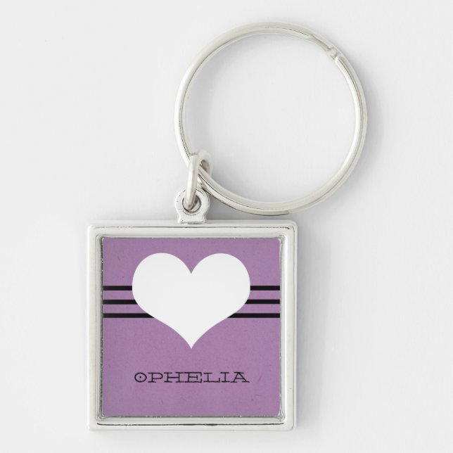 Purple Modern Heart Premium Keychain (Front)