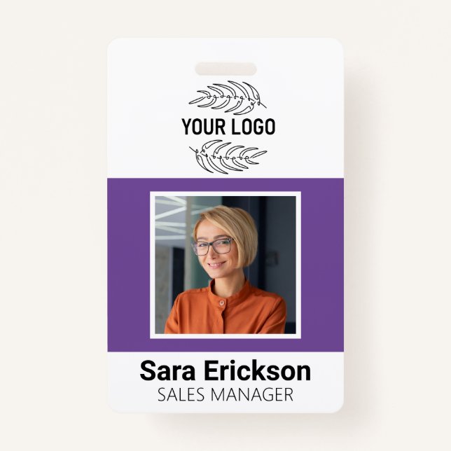 Purple Modern ID Card Business Employee Badge (Front)